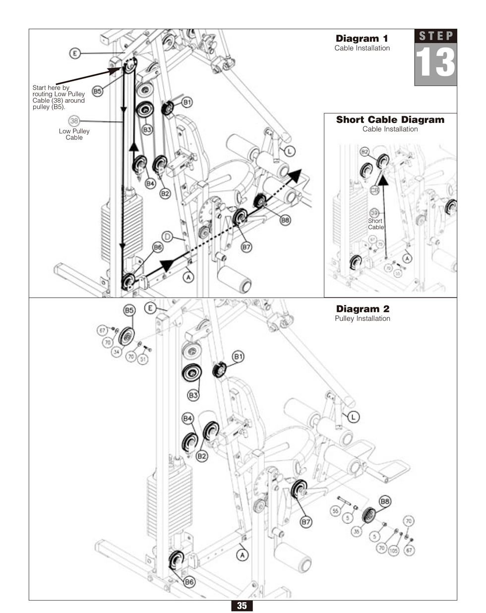 Body-Solid G2B 綜合訓(xùn)練器穿線圖