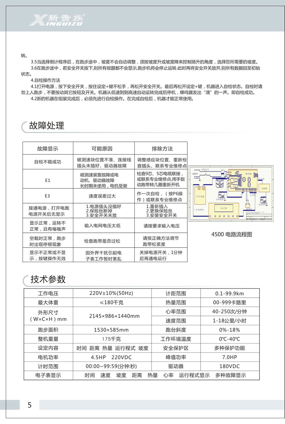 新貴族 XG-4500 商用電動跑步機說明書