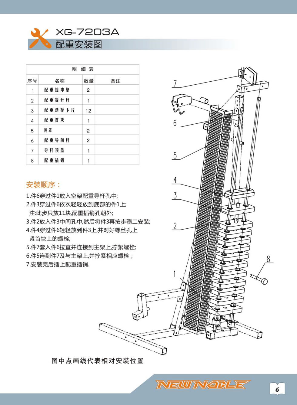 新貴族 XG-7203A 綜合訓練器安裝步驟及使用說明