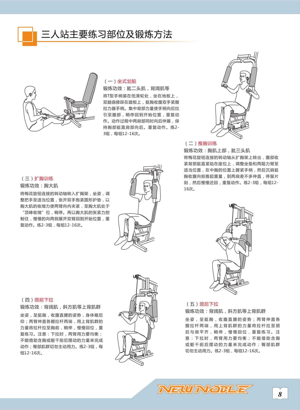 新貴族 XG-7203A 綜合訓練器安裝步驟及使用說明